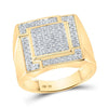 10kt Yellow Gold Mens Round Diamond Square Ring 1/2 Cttw