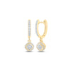 10kt Yellow Gold Womens Round Diamond Hoop Dangle Earrings 1/4 Cttw