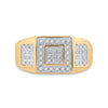 10kt Yellow Gold Mens Round Diamond Square Ring 1/4 Cttw