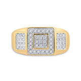 10kt Yellow Gold Mens Round Diamond Square Ring 1/4 Cttw