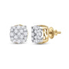 10kt Yellow Gold Round Diamond Cluster Earrings 1/5 Cttw