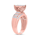 10kt Rose Gold Round Diamond Cluster Bridal Wedding Engagement Ring 7/8 Cttw