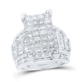 14kt White Gold Princess Diamond Cluster Bridal Wedding Engagement Ring 5 Cttw