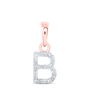 10kt Rose Gold Womens Round Diamond B Initial Letter Pendant 1/20 Cttw