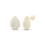10kt Yellow Gold Womens Round Diamond Teardrop Earrings 3/4 Cttw