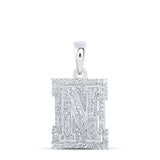 10kt White Gold Womens Round Diamond N Initial Letter Pendant 1/4 Cttw