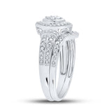 10kt White Gold Round Diamond Bridal Wedding Ring Band Set 1/5 Cttw