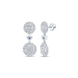 14kt White Gold Womens Round Diamond Dangle Earrings 1 Cttw