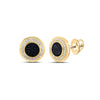 10kt Yellow Gold Round Black Color Treated Diamond Circle Earrings 1/4 Cttw