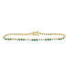 14kt Yellow Gold Womens Round Emerald Diamond Tennis Bracelet 1-5/8 Cttw