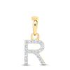 10kt Yellow Gold Womens Round Diamond R Initial Letter Pendant 1/20 Cttw