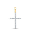 10kt Yellow Gold Womens Round Diamond Cross Pendant 1/4 Cttw