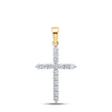 10kt Yellow Gold Womens Round Diamond Cross Pendant 1/4 Cttw