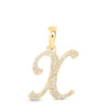 10kt Yellow Gold Womens Round Diamond X Initial Letter Pendant 1/8 Cttw