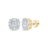 14kt Yellow Gold Womens Princess Diamond Cluster Earrings 1-1/2 Cttw