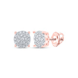 10kt Rose Gold Womens Round Diamond Cluster Earrings 1/4 Cttw