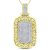 10kt Yellow Gold Mens Round Diamond Curb Link Dog Tag Charm Pendant 5/8 Cttw