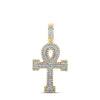 10kt Two-tone Gold Mens Round Diamond Ankh Cross Charm Pendant 1/2 Cttw