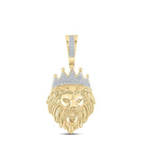 10kt Yellow Gold Mens Round Diamond Lion Animal Charm Pendant 1/6 Cttw