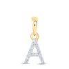 10kt Yellow Gold Womens Round Diamond A Initial Letter Pendant .03 Cttw