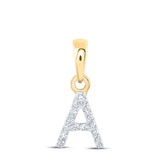 10kt Yellow Gold Womens Round Diamond A Initial Letter Pendant .03 Cttw