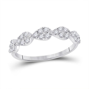 10kt White Gold Womens Round Diamond Teardrop Stackable Band Ring 1/3 Cttw