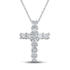 10kt White Gold Womens Round Diamond Cross Pendant 1/10 Cttw