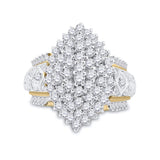 10kt Yellow Gold Womens Round Diamond Marquise-shape Cluster Ring 2 Cttw