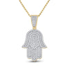 14kt Yellow Gold Mens Round Diamond Hamsa Hand Charm Pendant 3/4 Cttw