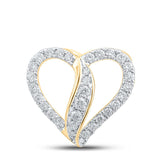 10kt Yellow Gold Womens Round Diamond Heart Pendant 1/3 Cttw