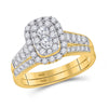 10kt Yellow Gold Round Diamond Bridal Wedding Ring Band Set 1 Cttw