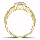 10kt Yellow Gold Womens Round Diamond Octagon Cluster Ring 1/10 Cttw