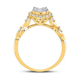 10kt Yellow Gold Womens Round Diamond Cluster Halo Ring 1/2 Cttw