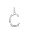 10kt Yellow Gold Womens Round Diamond C Initial Letter Pendant 1/10 Cttw