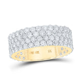 10kt Yellow Gold Mens Round Diamond 4-Row Band Ring 4-1/4 Cttw