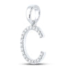 14kt White Gold Womens Round Diamond C Initial Letter Pendant 1/5 Cttw