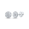 Sterling Silver Womens Round Diamond Cluster Earrings 1/3 Cttw
