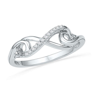 10kt White Gold Womens Round Diamond Infinity Knot Ring 1/20 Cttw