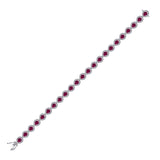 Sterling Silver Womens Oval Synthetic Ruby Tennis Bracelet 5-7/8 Cttw