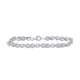 Sterling Silver Womens Round Diamond Infinity Heart Bracelet 1/10 Cttw