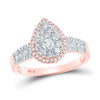 14kt Rose Gold Round Diamond Cluster Bridal Wedding Engagement Ring 3/4 Cttw
