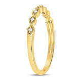 14kt Yellow Gold Womens Round Diamond Classic Stackable Band Ring 1/20 Cttw