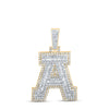 10kt Yellow Gold Mens Baguette Diamond A Initial Letter Charm Pendant 1-1/4 Cttw