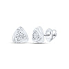 10kt White Gold Womens Round Diamond Triangle Cluster Earrings 1/6 Cttw