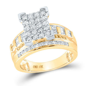 10kt Yellow Gold Round Diamond Cinderella Cluster Bridal Wedding Engagement Ring 1 Cttw