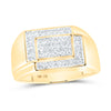 10kt Yellow Gold Mens Round Diamond Rectangle Cluster Ring 1/4 Cttw