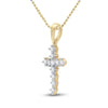 14kt Yellow Gold Womens Round Diamond Cross Pendant 1/10 Cttw