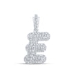 10kt White Gold Womens Round Diamond E Initial Letter Pendant 1/5 Cttw