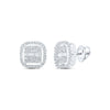 10kt White Gold Womens Baguette Diamond Square Earrings 5/8 Cttw