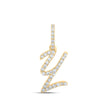 10kt Yellow Gold Womens Round Diamond Y Cursive Initial Letter Pendant 1/8 Cttw